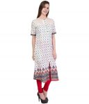 White Round Neck Half Sleeve Kurti (2)