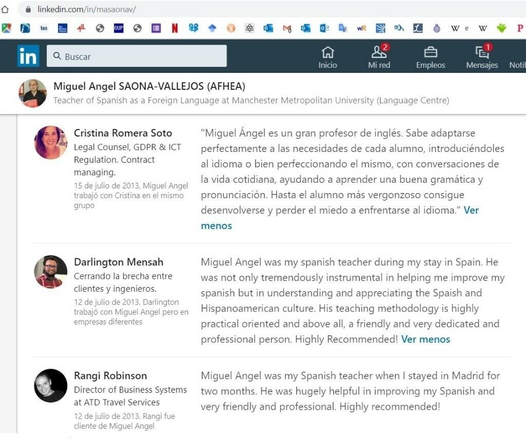 Comments about Mr. Miguel - Spanish language Tutor in Manchester UK