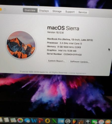 For Sale MacBook Pro 13-inch Retina 2013 macOS Sierra